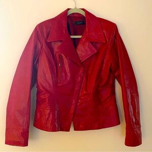 Red Leather Moto Jacket